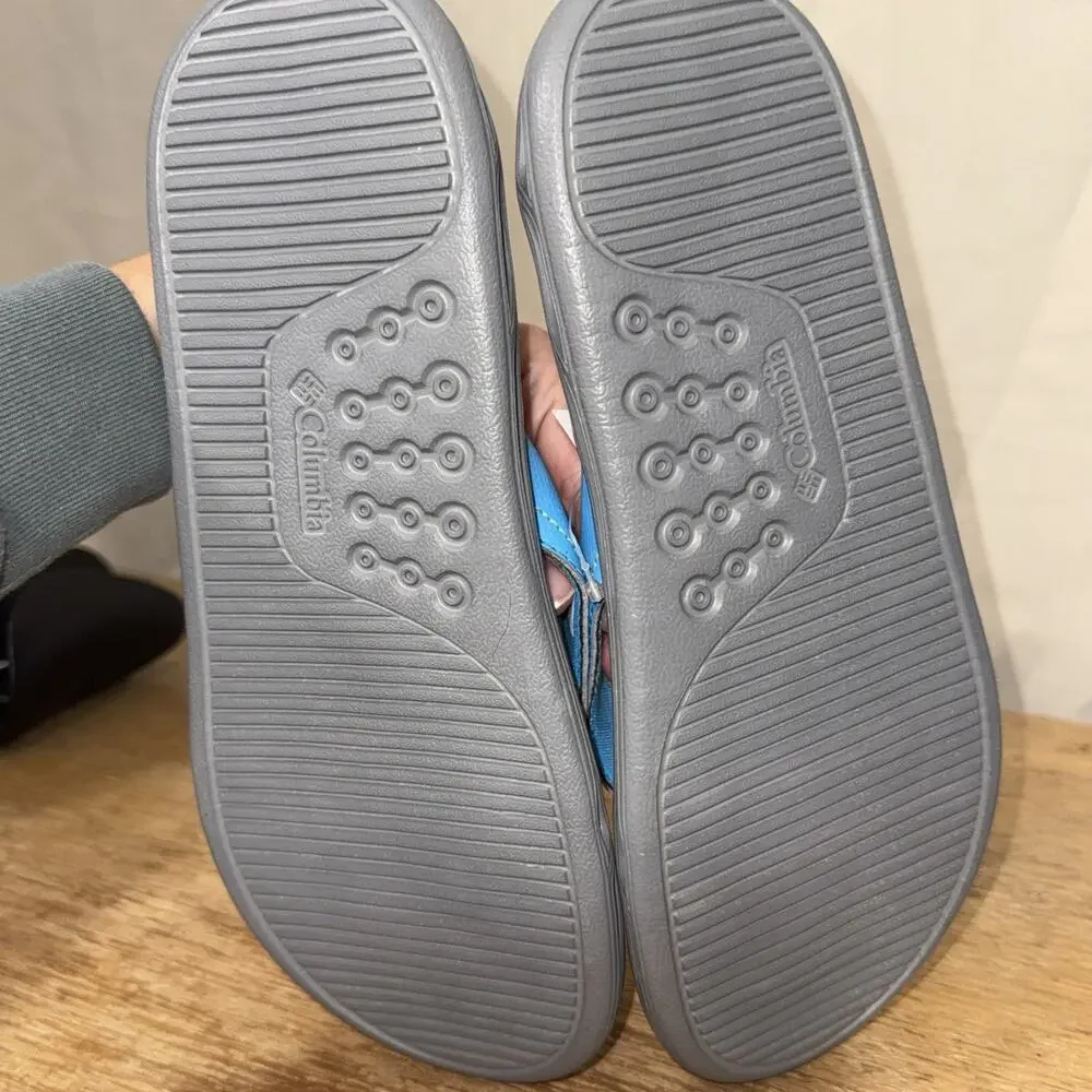 Columbia Vent Cush Flip Sandals Womens 8 Gray Blue Jade Lime Comfort Flip Flops